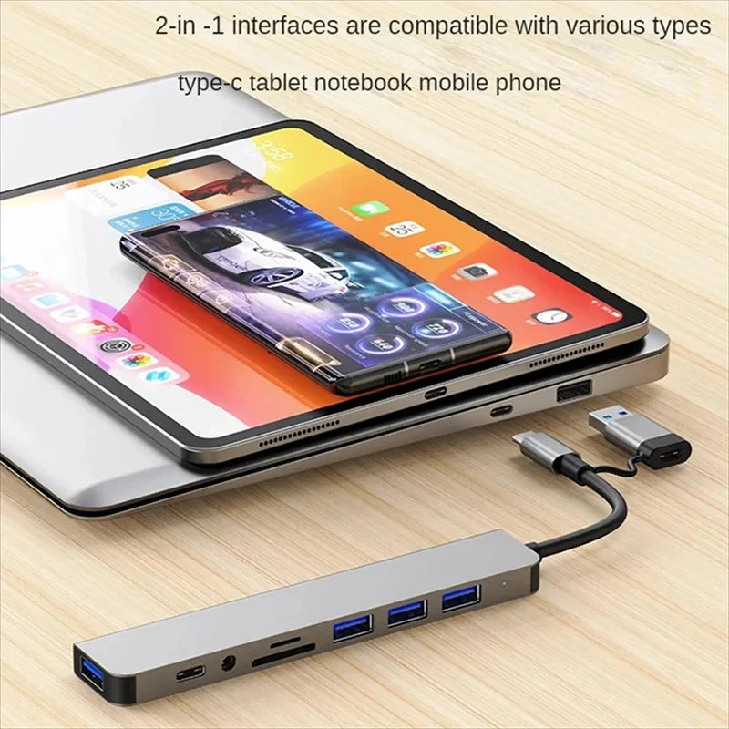 USB-C Hub 8 in 1 Multi-port Adaptor for Mac Book & Laptops