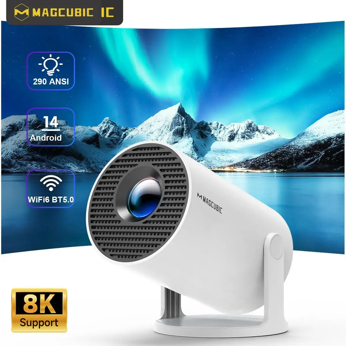 Magcubic HY300 Pro 8K Projector | Android 14, WiFi 6, 290 ANSI, Bluetooth 5.4 Home Cinema