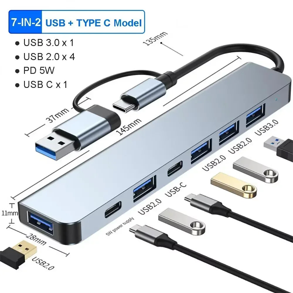 USB-C Hub 8 in 1 Multi-port Adaptor for Mac Book & Laptops