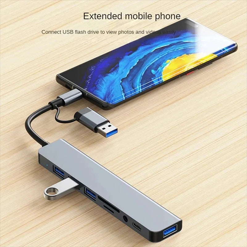 USB-C Hub 8 in 1 Multi-port Adaptor for Mac Book & Laptops