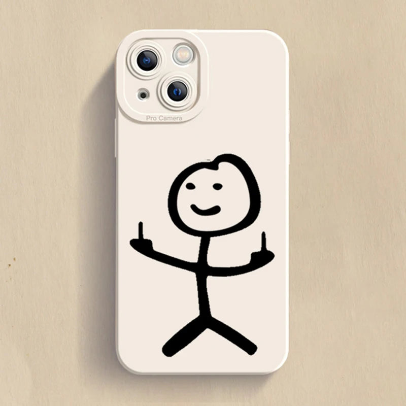 Cartoon Matchman Phone Case for iPhone 11 12 13 14 15 Pro Max XR XS X 7 8 Plus SE 2020 - Shockproof Matte Soft TPU Silicone Cover