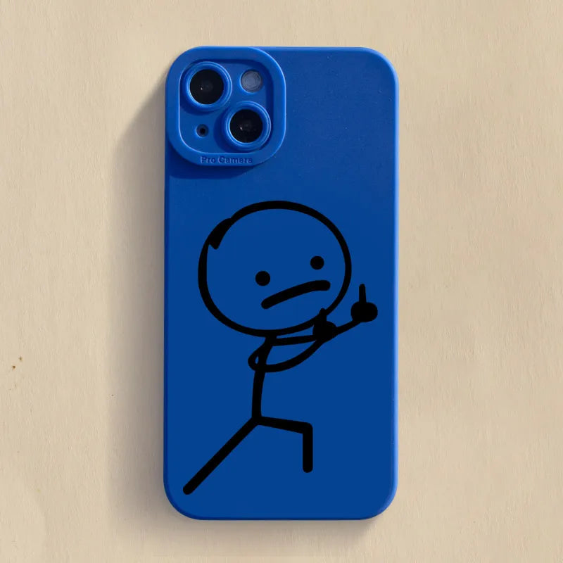 Cartoon Matchman Phone Case for iPhone 11 12 13 14 15 Pro Max XR XS X 7 8 Plus SE 2020 - Shockproof Matte Soft TPU Silicone Cover