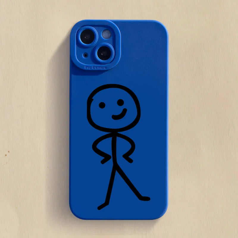 Cartoon Matchman Phone Case for iPhone 11 12 13 14 15 Pro Max XR XS X 7 8 Plus SE 2020 - Shockproof Matte Soft TPU Silicone Cover