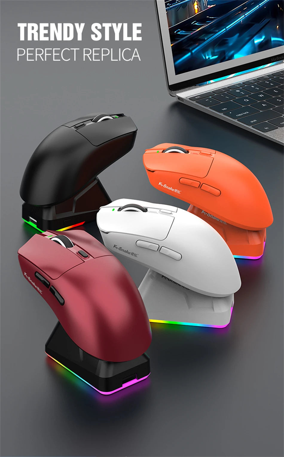 K-Snake X11 Wireless Mouse,Bluetooth/2.4G/wired Tri-Mode Mouse ,PAW3311 RGB Magnetic charging dock Gaming Mouse