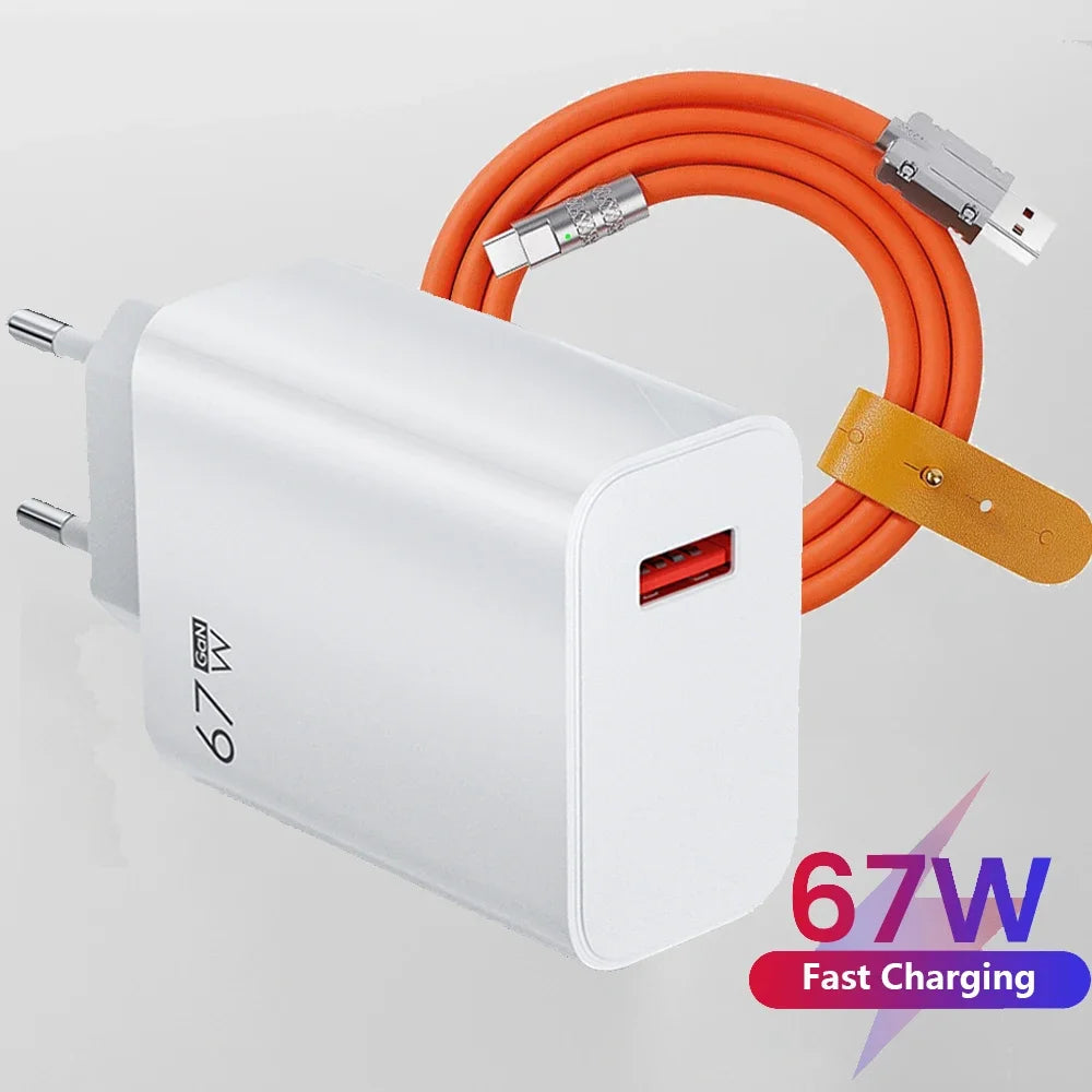 67W USB Fast Charging Wall Charger Power Adapter 6A Type C Cable For Xiaomi Redmi Note11 Mobile Phone Quick Charging Accessories