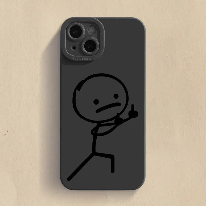 Cartoon Matchman Phone Case for iPhone 11 12 13 14 15 Pro Max XR XS X 7 8 Plus SE 2020 - Shockproof Matte Soft TPU Silicone Cover