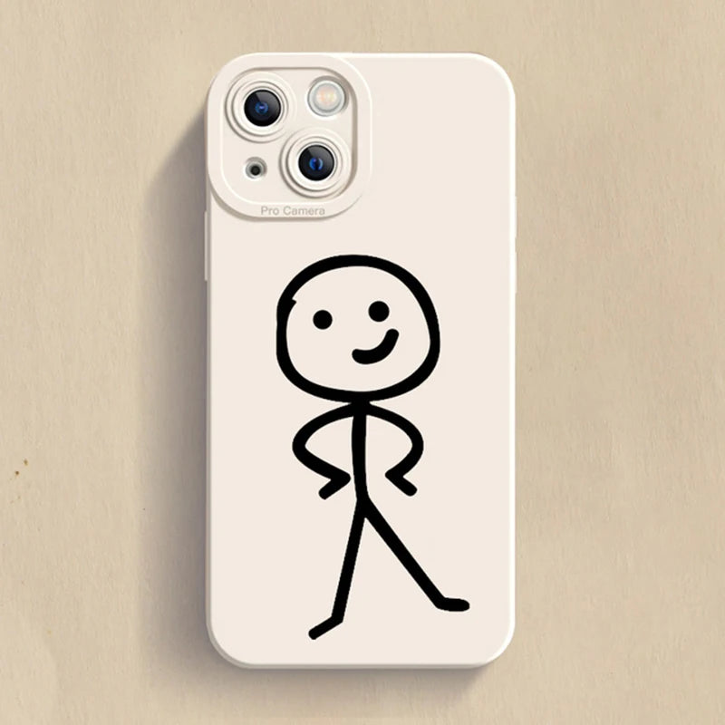 Cartoon Matchman Phone Case for iPhone 11 12 13 14 15 Pro Max XR XS X 7 8 Plus SE 2020 - Shockproof Matte Soft TPU Silicone Cover