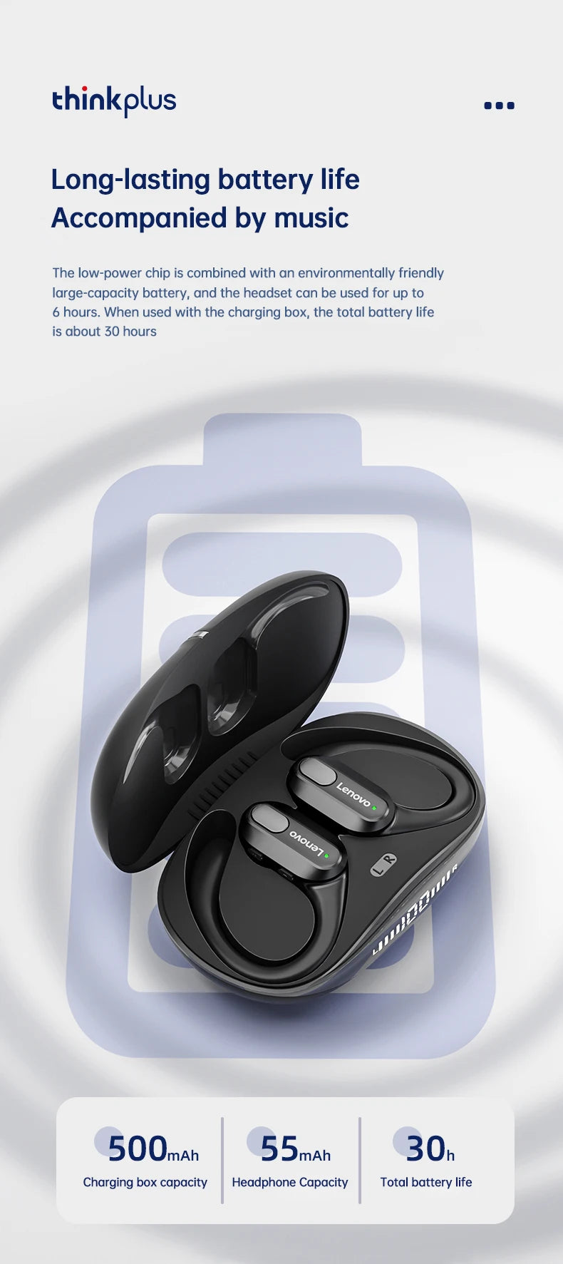 Original Lenovo XT80 Sports Wireless Earphones with Mics, LED Power Display,Hifi Stereo Sound Bluetooth 5.3 TWS HeadphHeadphones