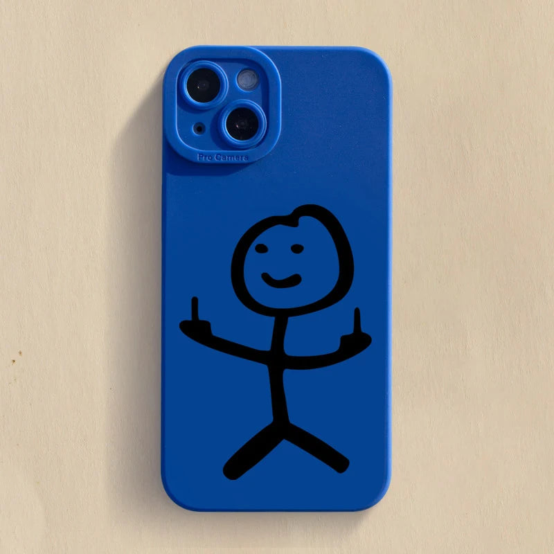 Cartoon Matchman Phone Case for iPhone 11 12 13 14 15 Pro Max XR XS X 7 8 Plus SE 2020 - Shockproof Matte Soft TPU Silicone Cover