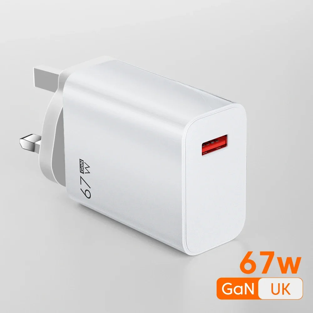 67W USB Fast Charging Wall Charger Power Adapter 6A Type C Cable For Xiaomi Redmi Note11 Mobile Phone Quick Charging Accessories