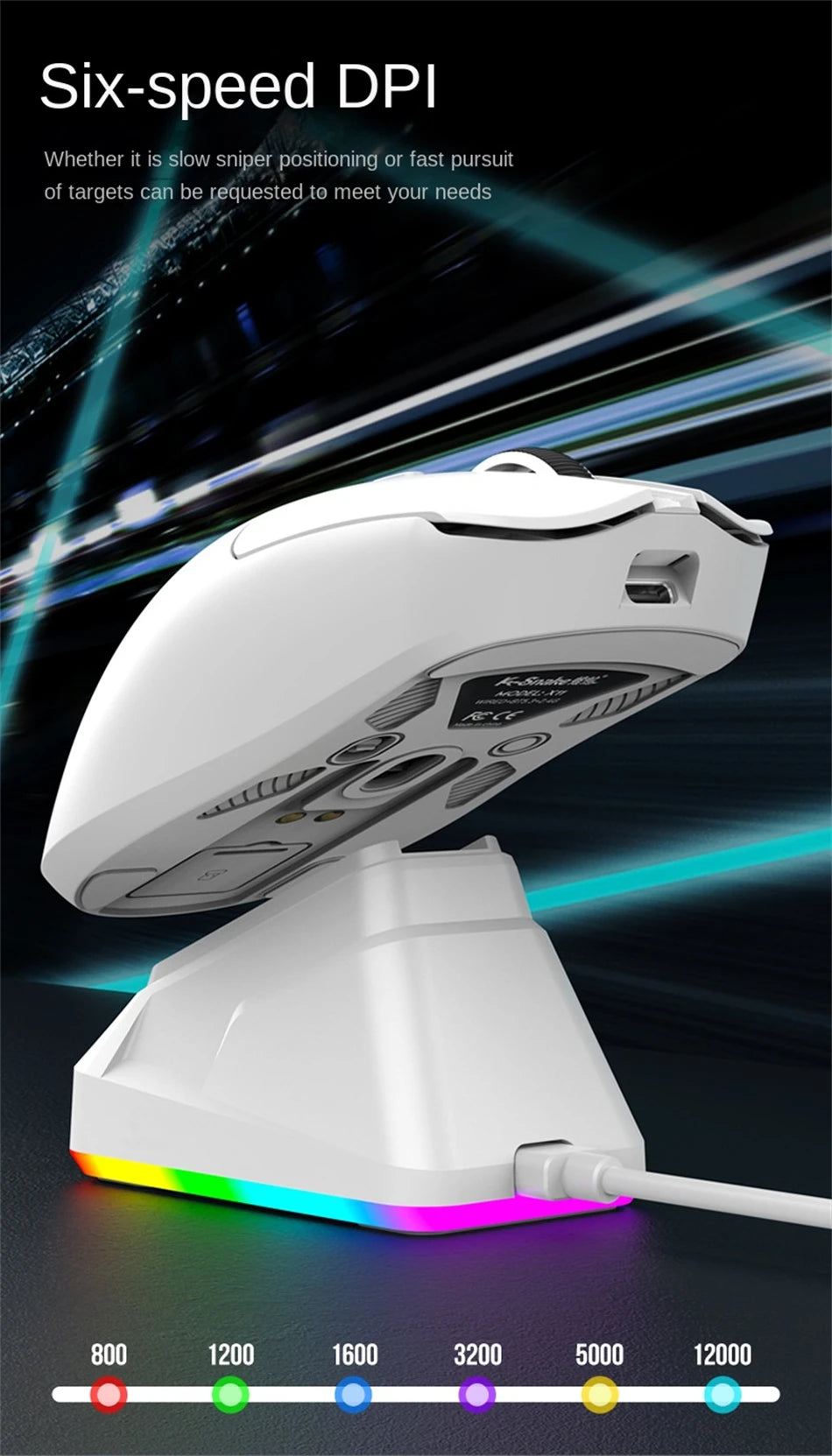 K-Snake X11 Wireless Mouse,Bluetooth/2.4G/wired Tri-Mode Mouse ,PAW3311 RGB Magnetic charging dock Gaming Mouse