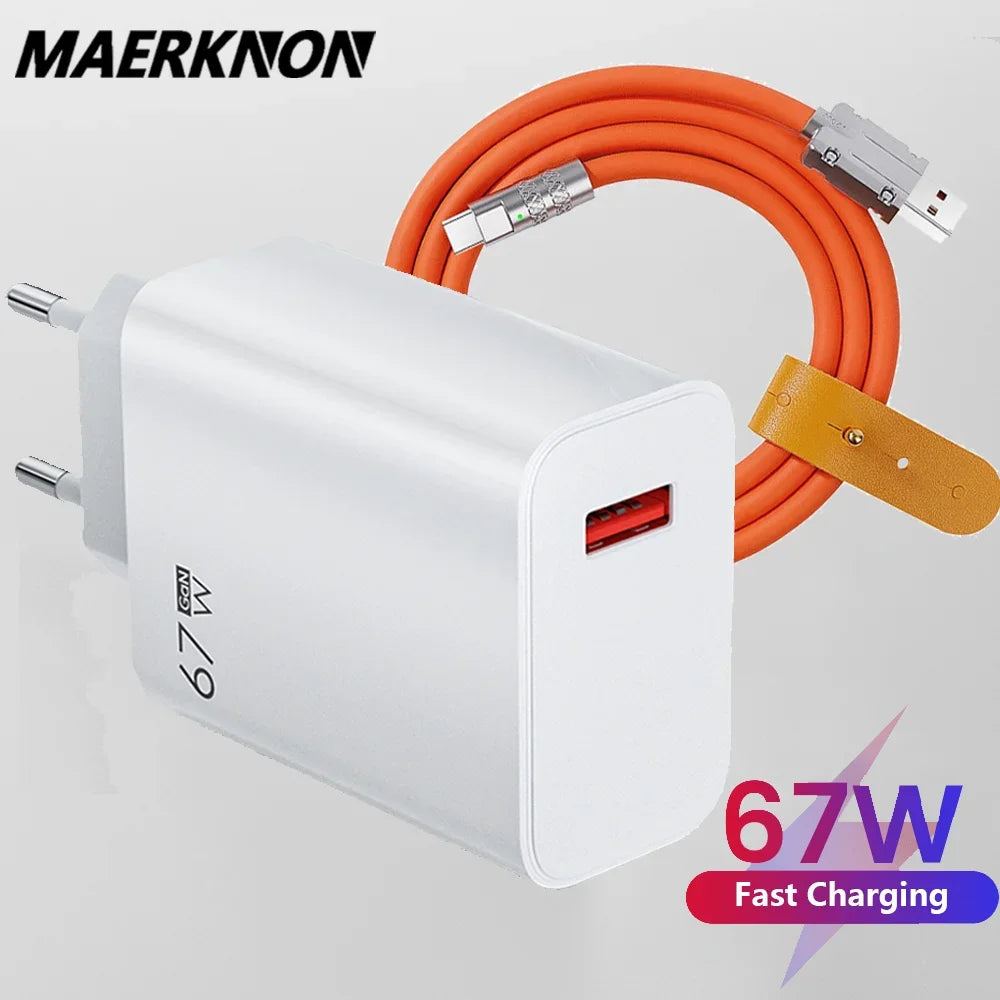 67W USB Fast Charging Wall Charger Power Adapter 6A Type C Cable For Xiaomi Redmi Note11 Mobile Phone Quick Charging Accessories
