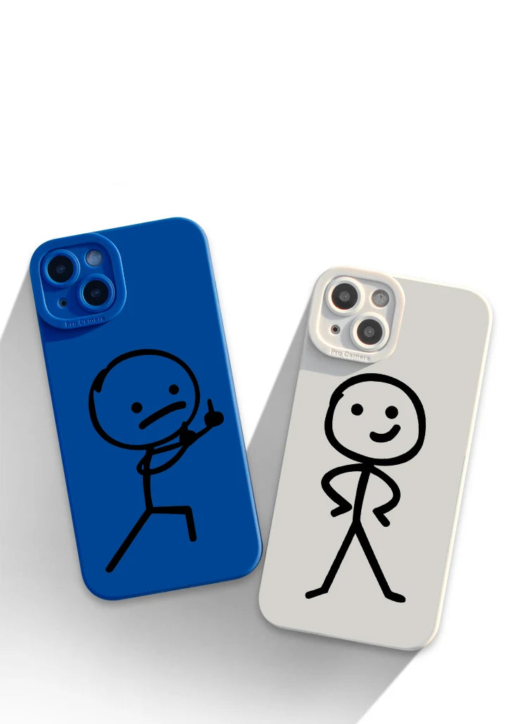 Cartoon Matchman Phone Case for iPhone 11 12 13 14 15 Pro Max XR XS X 7 8 Plus SE 2020 - Shockproof Matte Soft TPU Silicone Cover