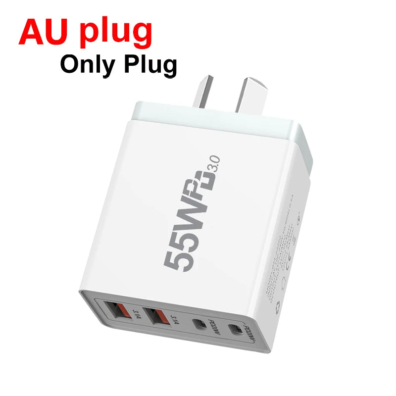EU/US/UK/AU Plug USB Charger Quick Charge 3.0 For Phone Adapter For iPhone 13 Pro Max Portable Wall Charger Fast Charger type c