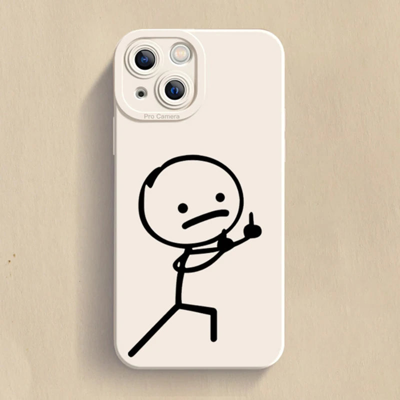 Cartoon Matchman Phone Case for iPhone 11 12 13 14 15 Pro Max XR XS X 7 8 Plus SE 2020 - Shockproof Matte Soft TPU Silicone Cover