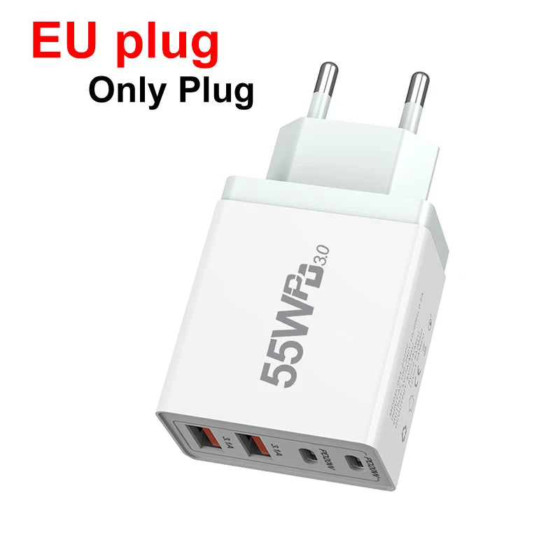 EU/US/UK/AU Plug USB Charger Quick Charge 3.0 For Phone Adapter For iPhone 13 Pro Max Portable Wall Charger Fast Charger type c