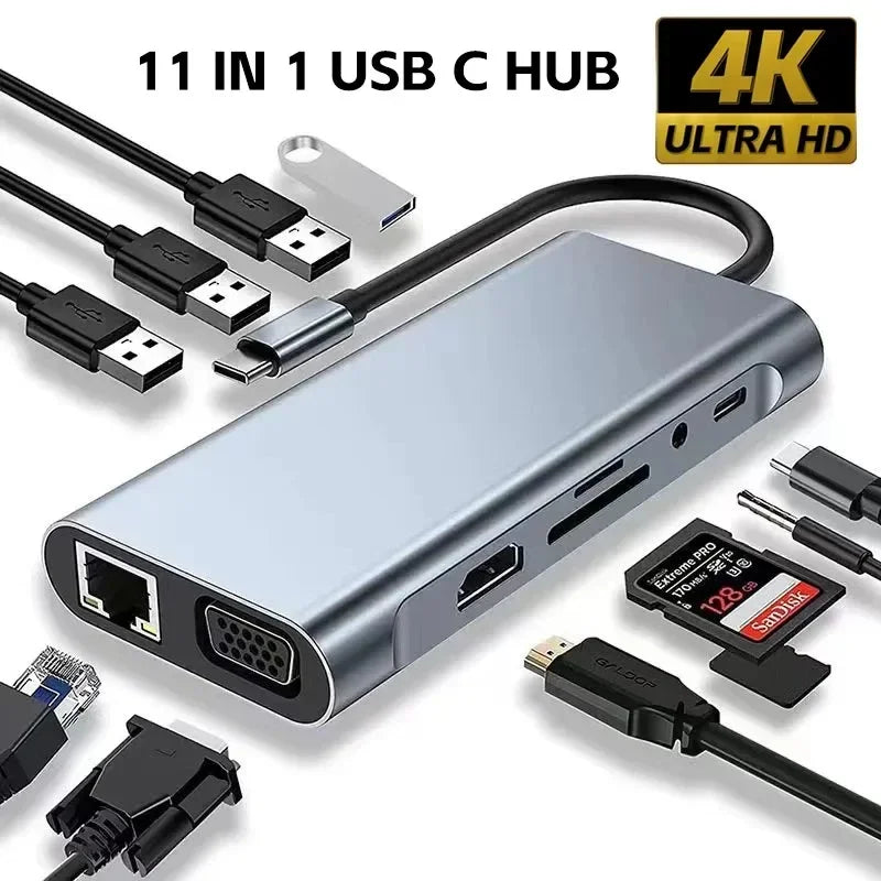 USB-C Hub 8 in 1 Multi-port Adaptor for Mac Book & Laptops